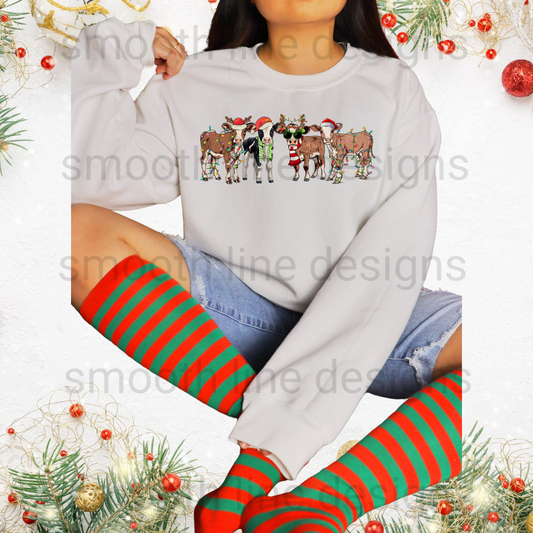 Women's Christmas Cow Pullover Sweater - Womenswear